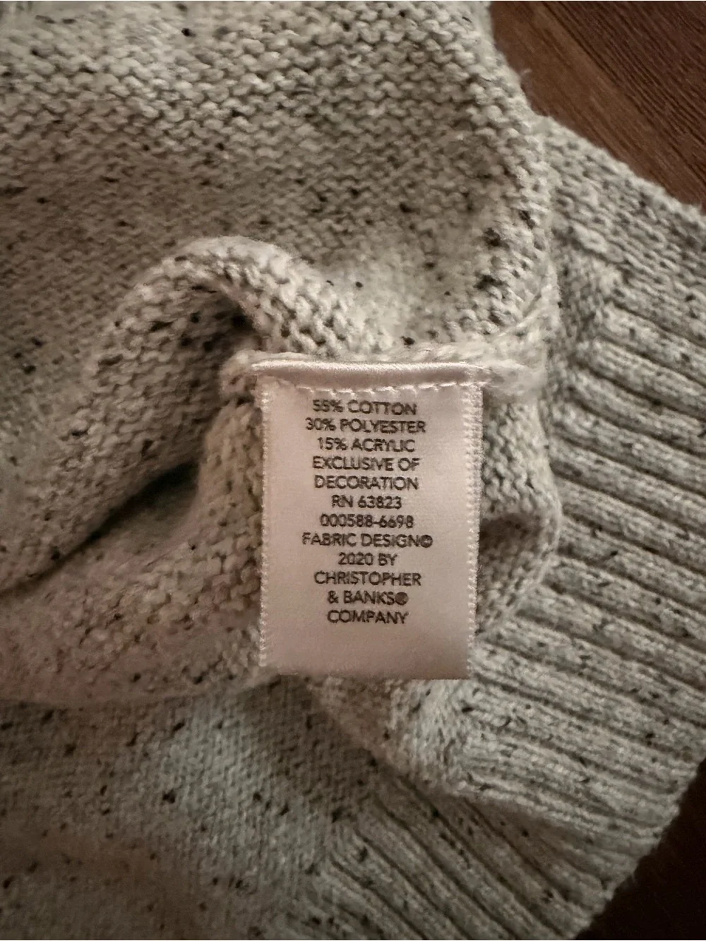 Vintage Christopher & Banks Christmas Camper Sweater Cowl Neck Gray Knit